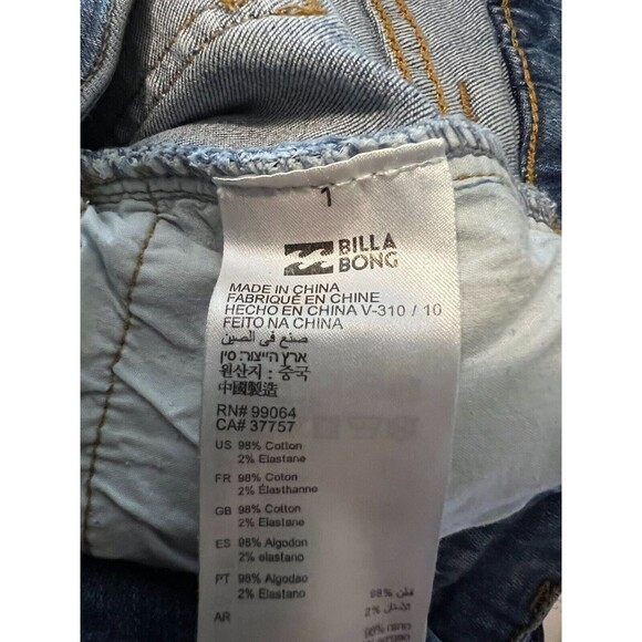 Billabong Lite Hearted Shorts  Women's 26  Lace-Up Fly Cutoff Distressed Denim - Picture 9 of 16